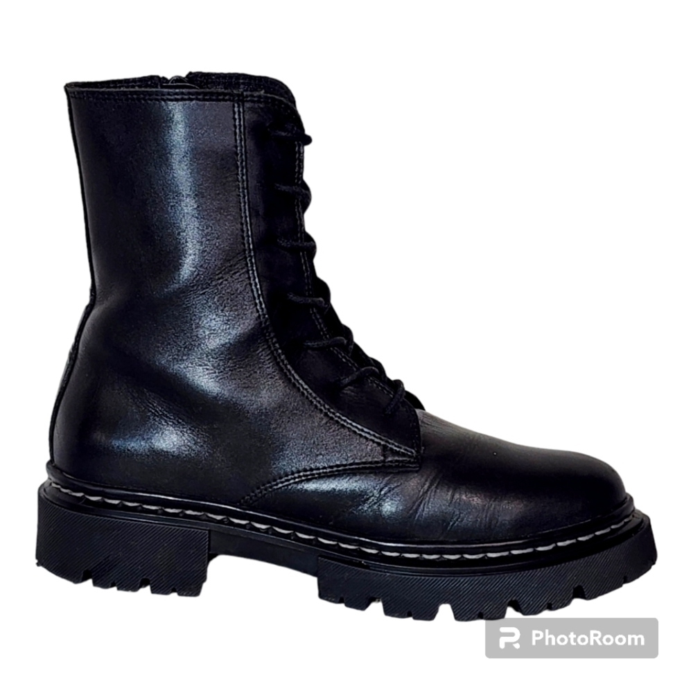 ERIC Michael Black Combat Boots Womens Size 36 Platform 7 Eyelet LaceUp Side Zip